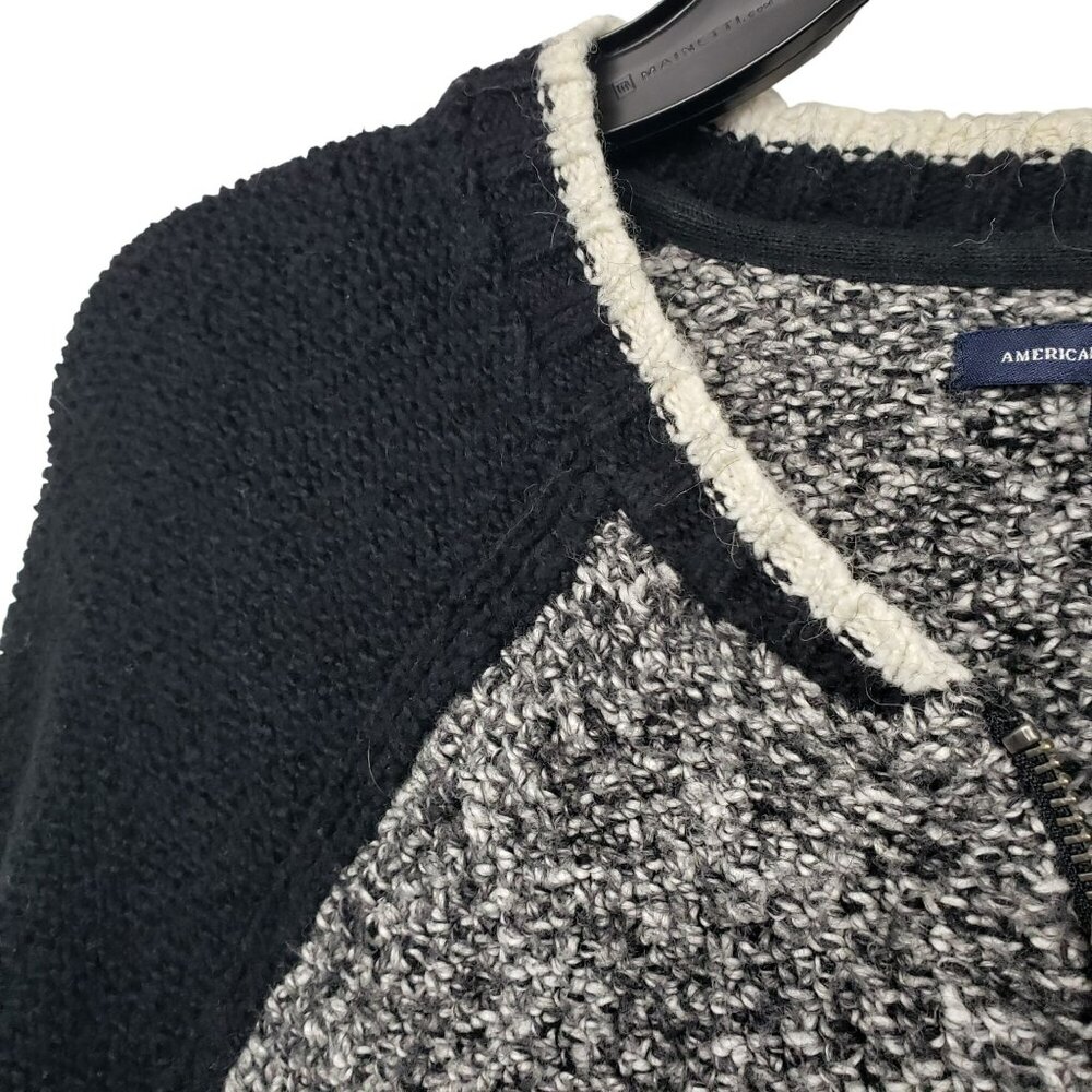 American Eagle Outfitters Womens S Black Gray Knit Bomber Jacket Full Zip - Picture 6 of 12